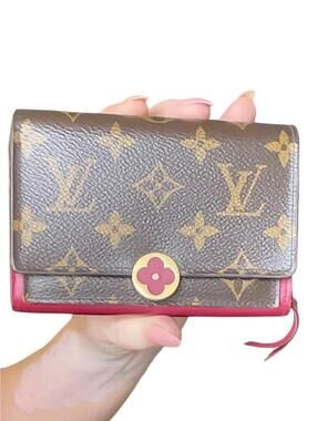 Louis Vuitton Portefeuille Flore Compact Monogram Fuchsia Pink Flower Wallet